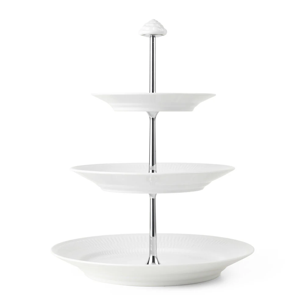 Hvid Riflet etagere, - 3 Lag - Image 3