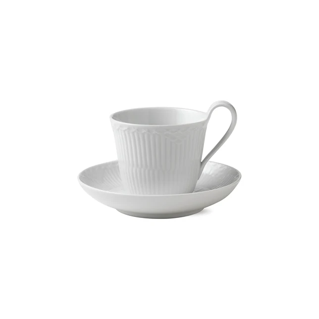 Hvid riflet Halvblonde højhankskop - 24 cl. - Image 2