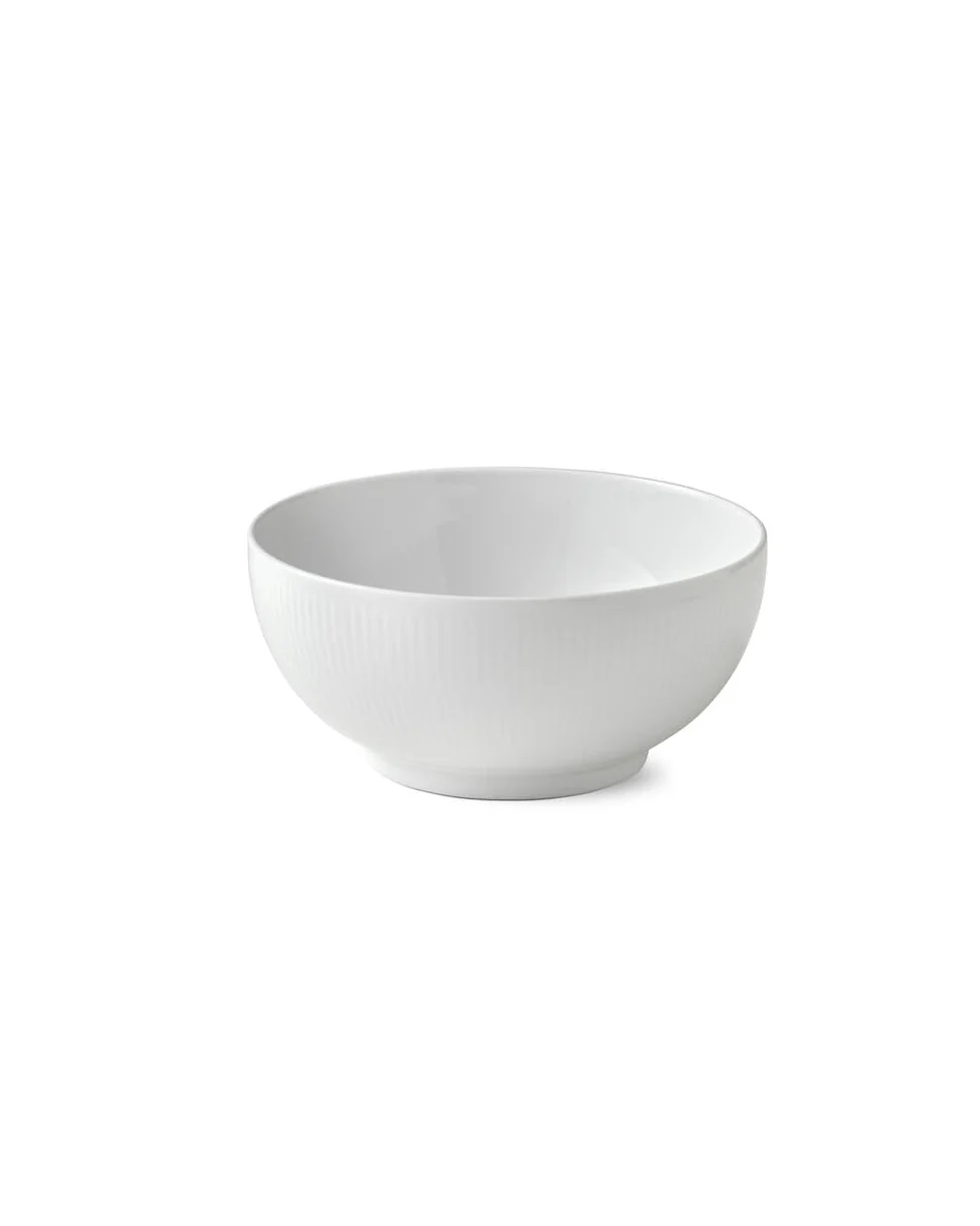Hvid Riflet skål - 21 cm.