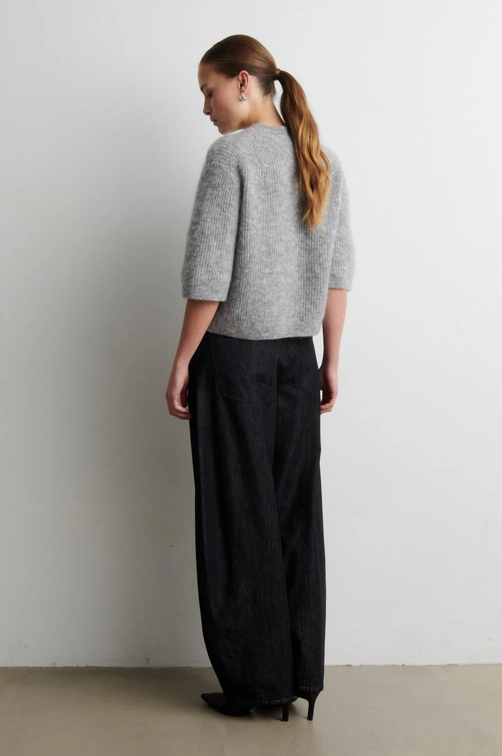 Andrea kortærmet cardigan - Grey Melange - Image 3