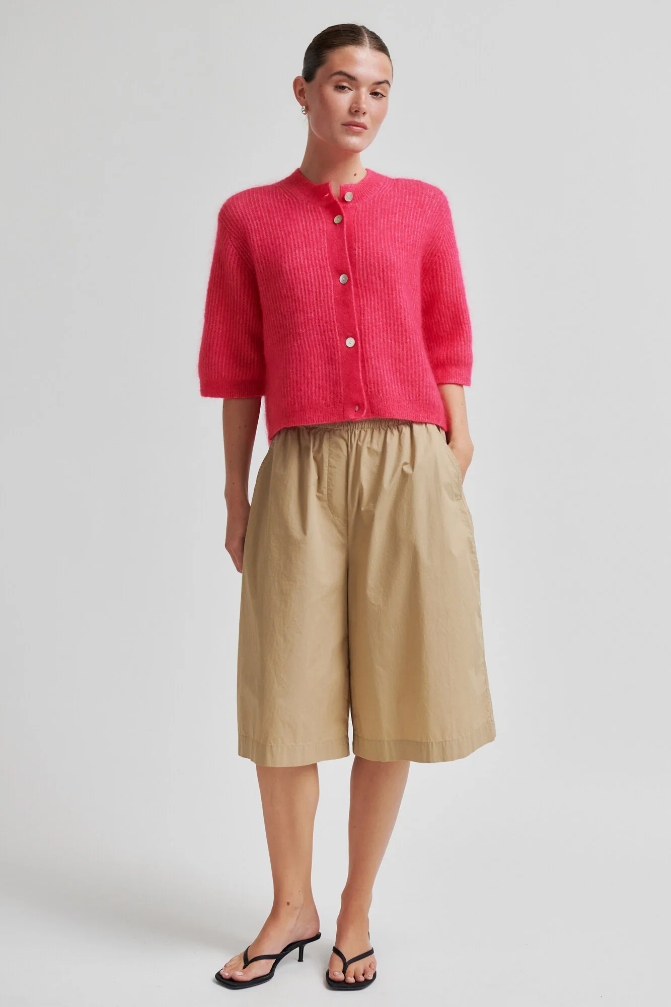 Andrea kortærmet cardigan - Raspberry Sorbet - Image 5