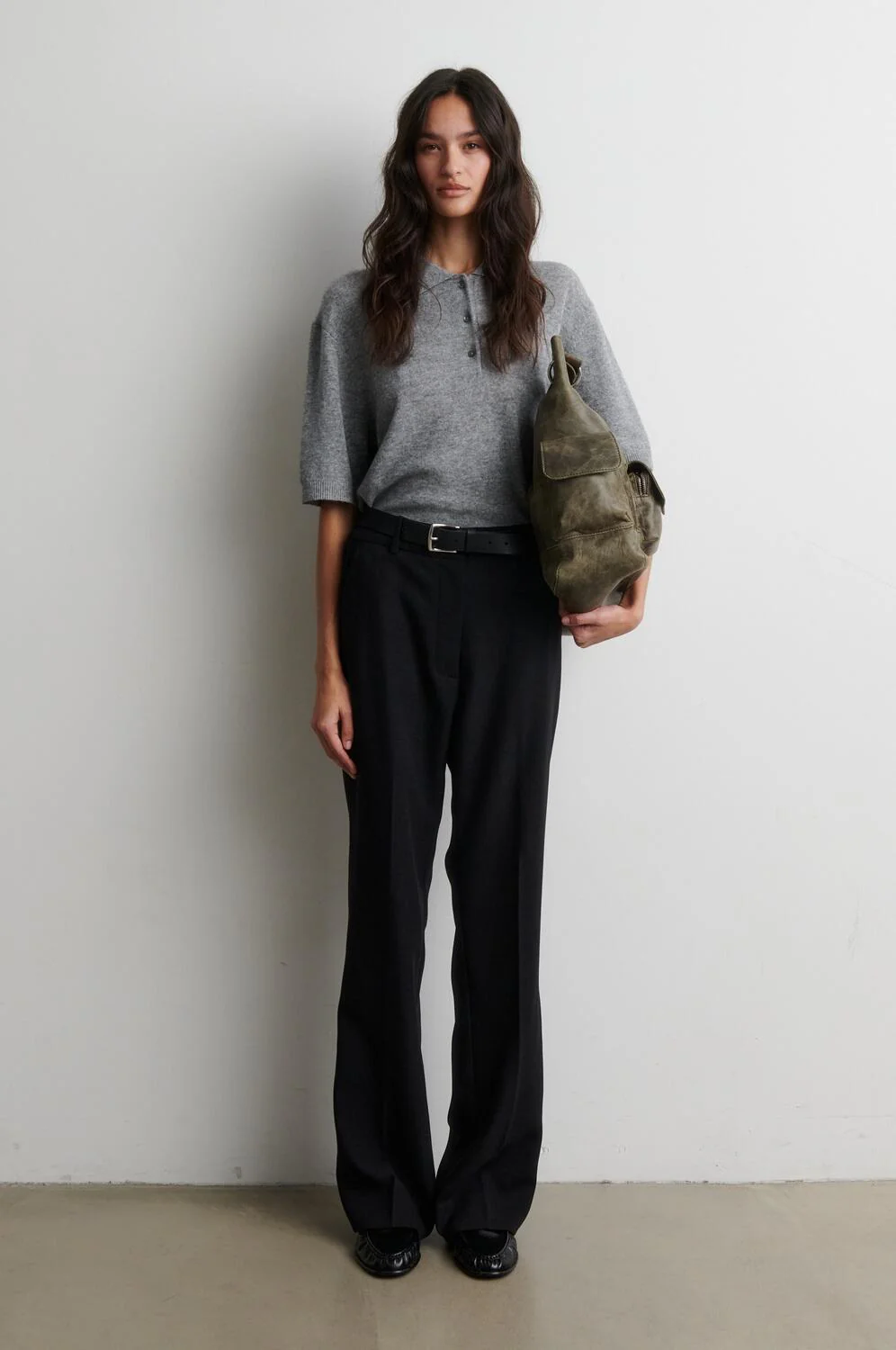 Longo strikket polotrøje - Mid Grey Melange - Image 5