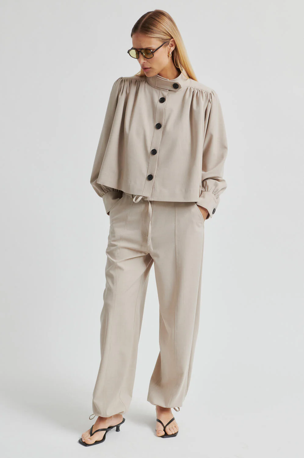 Zoie bukser - Light Beige Melange - Image 7