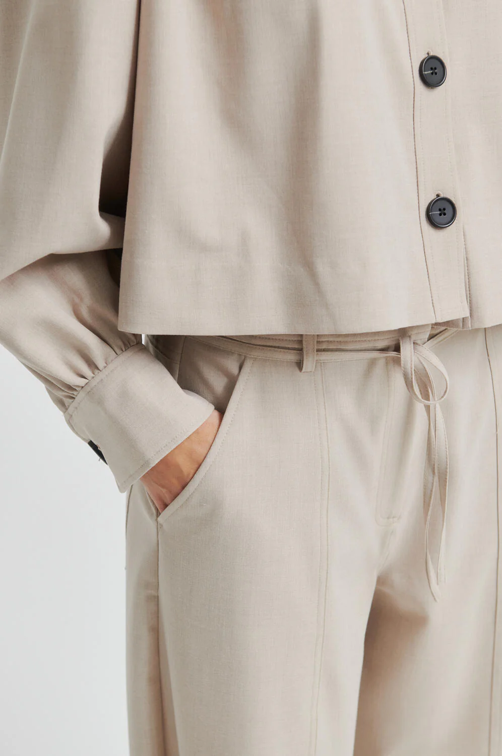 Zoie bukser - Light Beige Melange - Image 8