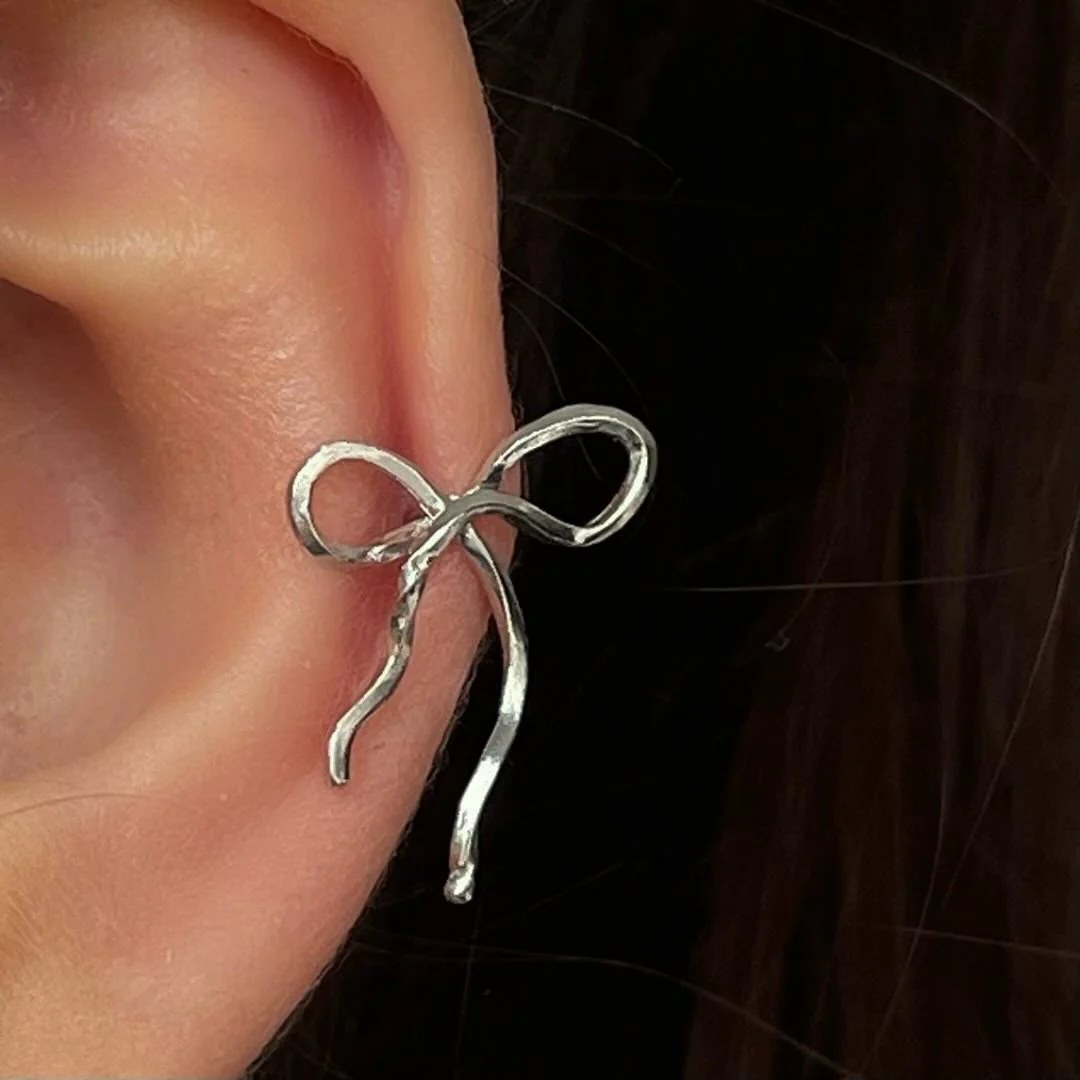 Flow Bow ørering - sølv - Image 3