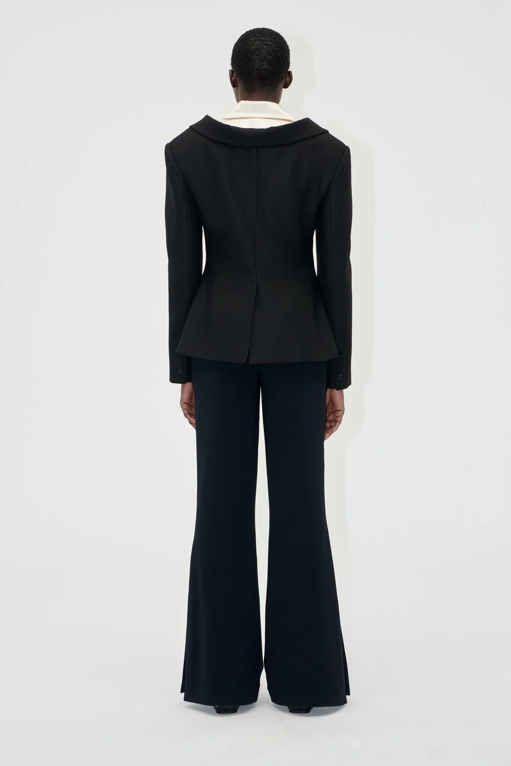 Double Collar figursyet Blazer - Black/Buttermilk - Image 4