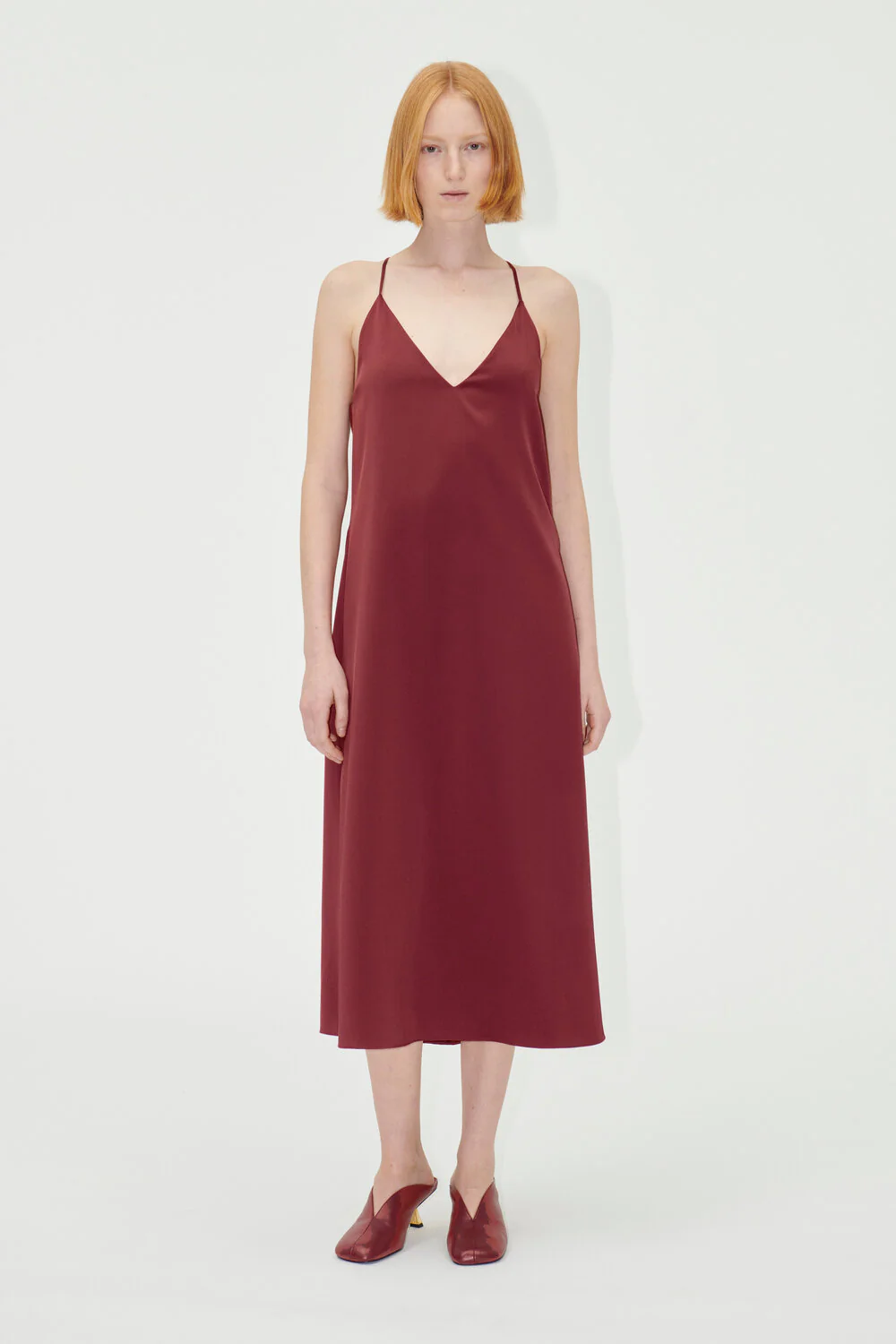 Lavina midi satinkjole - Rasberry - Image 2