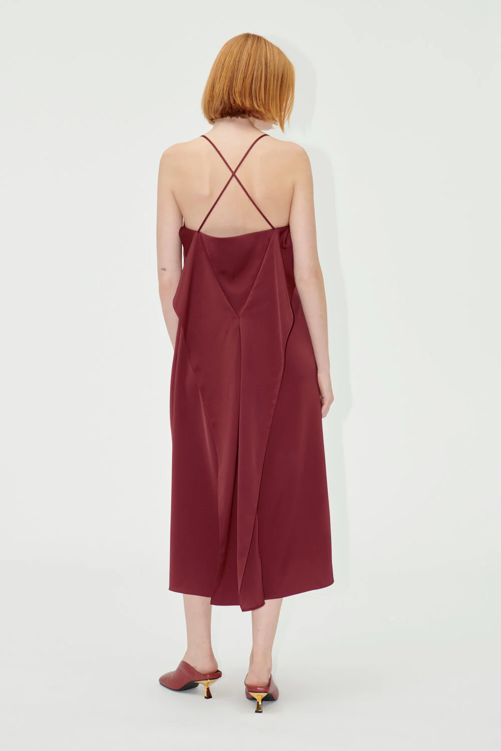 Lavina midi satinkjole - Rasberry - Image 4