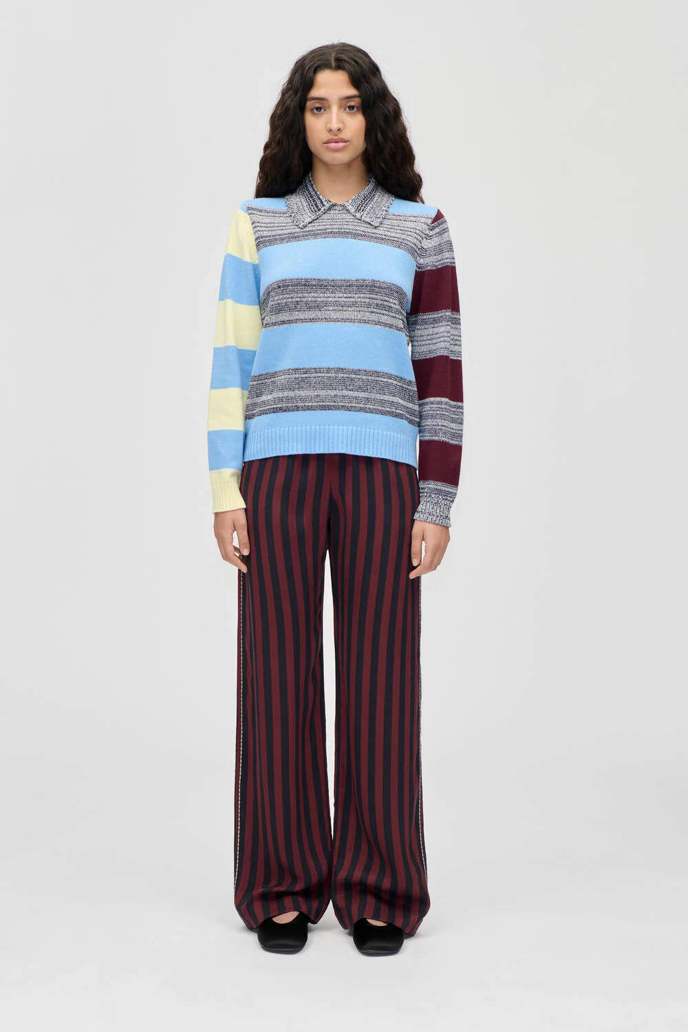 Stribede bukser - Navy and Burgundy Wallpaper Stripes - Image 6