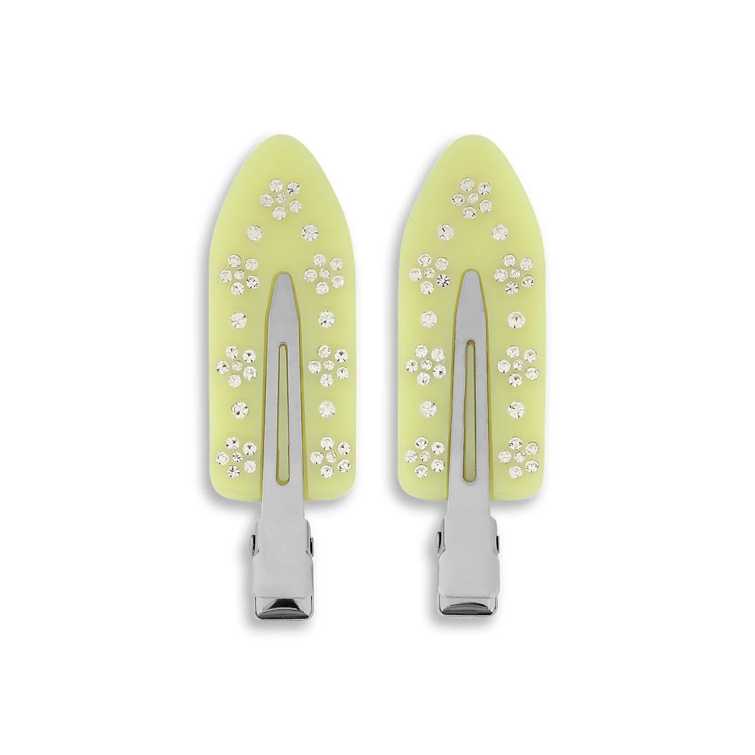 No Crease Flower Crystal spænder, 2 stk - Pastel Yellow