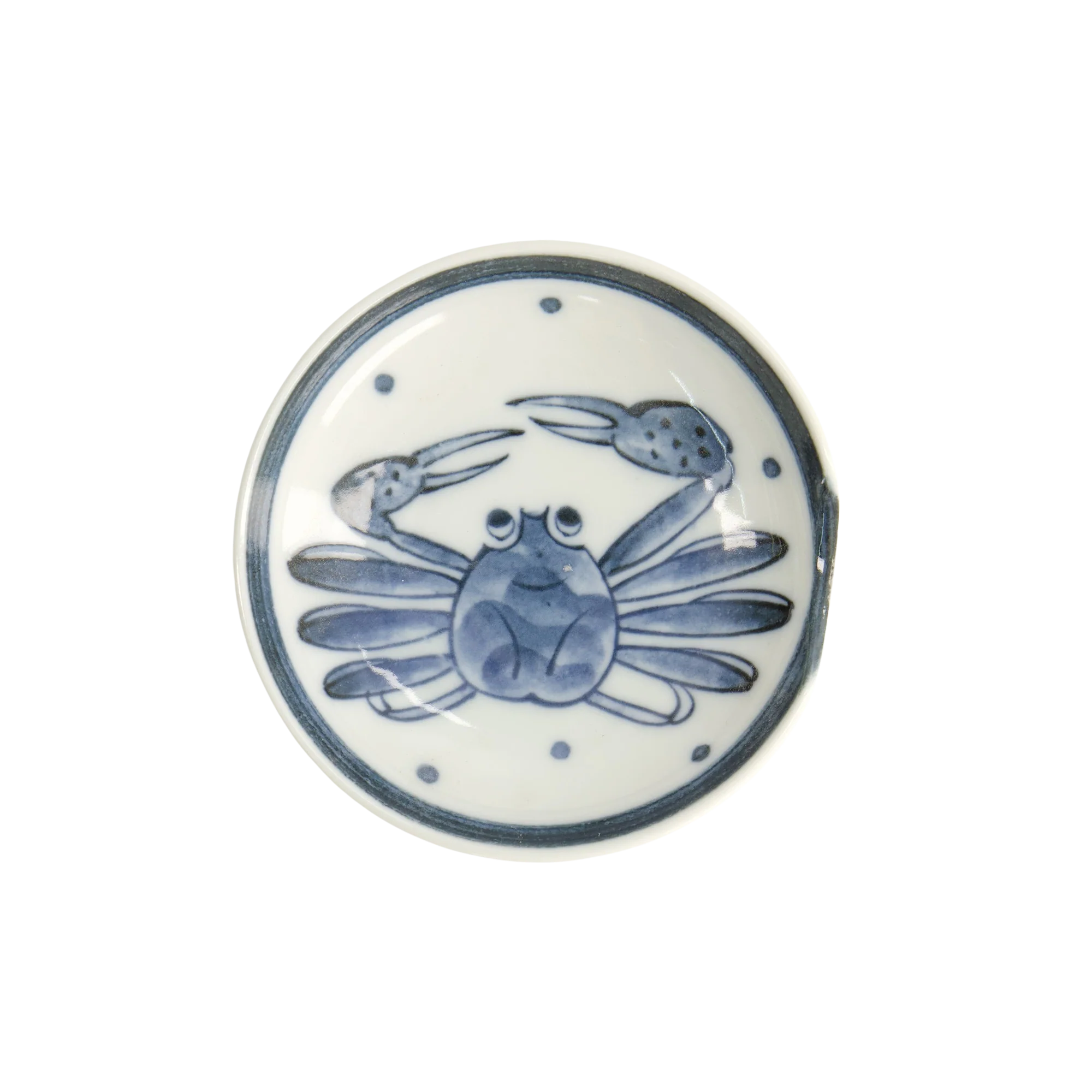 Crab skål med spisepindeholder, blå/hvid - Ø9,4 cm.