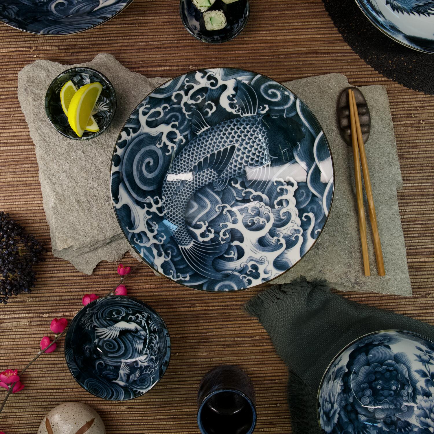 Japonism Dragon skål, blå/hvid - 95 ml - Image 4