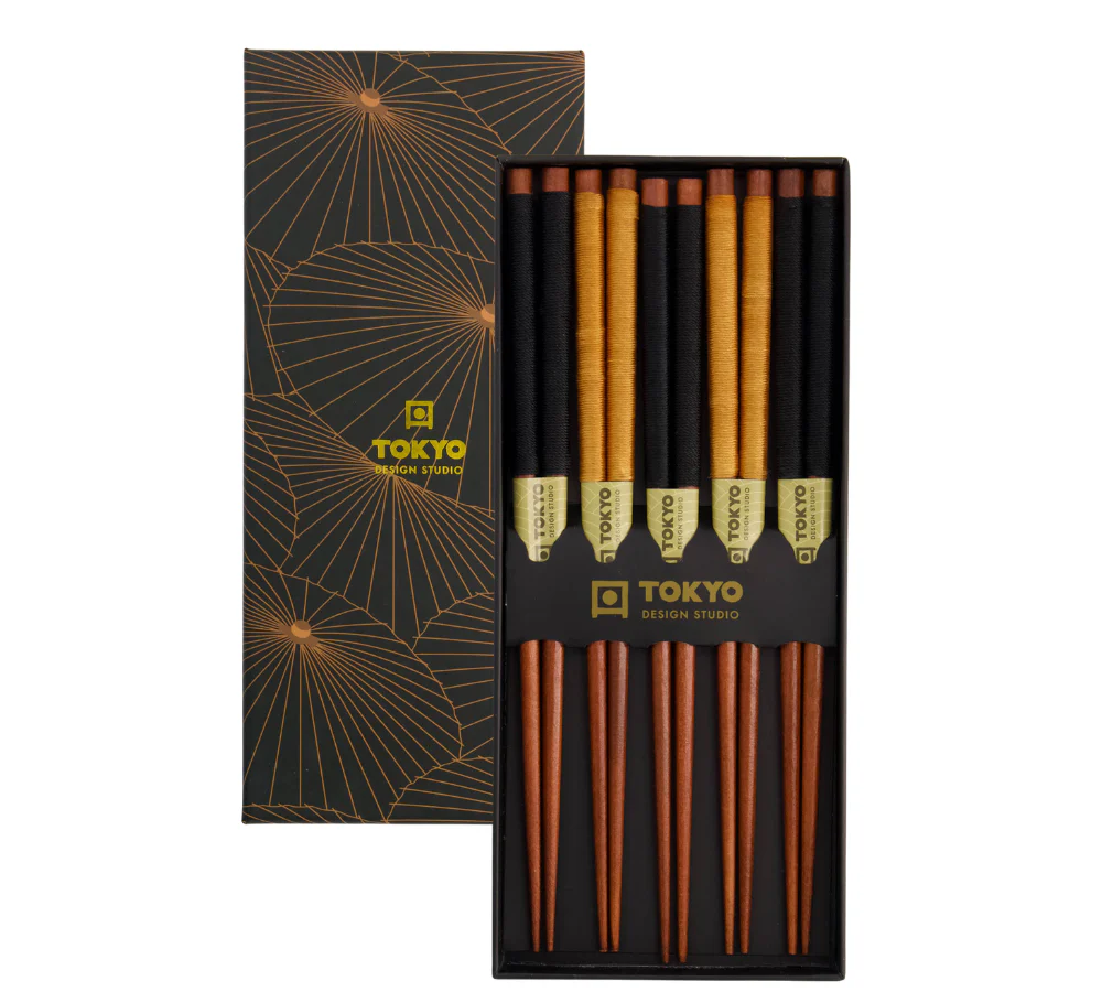 Spisepinde gavesæt, Wooden Gold Umbrella - 5 par