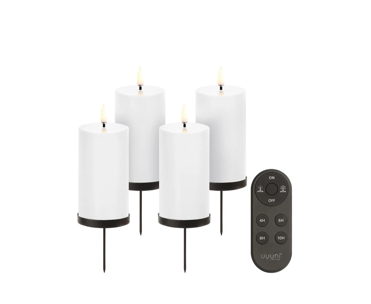 Gaveæske m. spike, fjernbetjening, LED bloklys - Nordic White