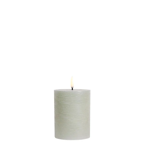 LED Rustic Pillar lys, Dusty green - H10 cm.