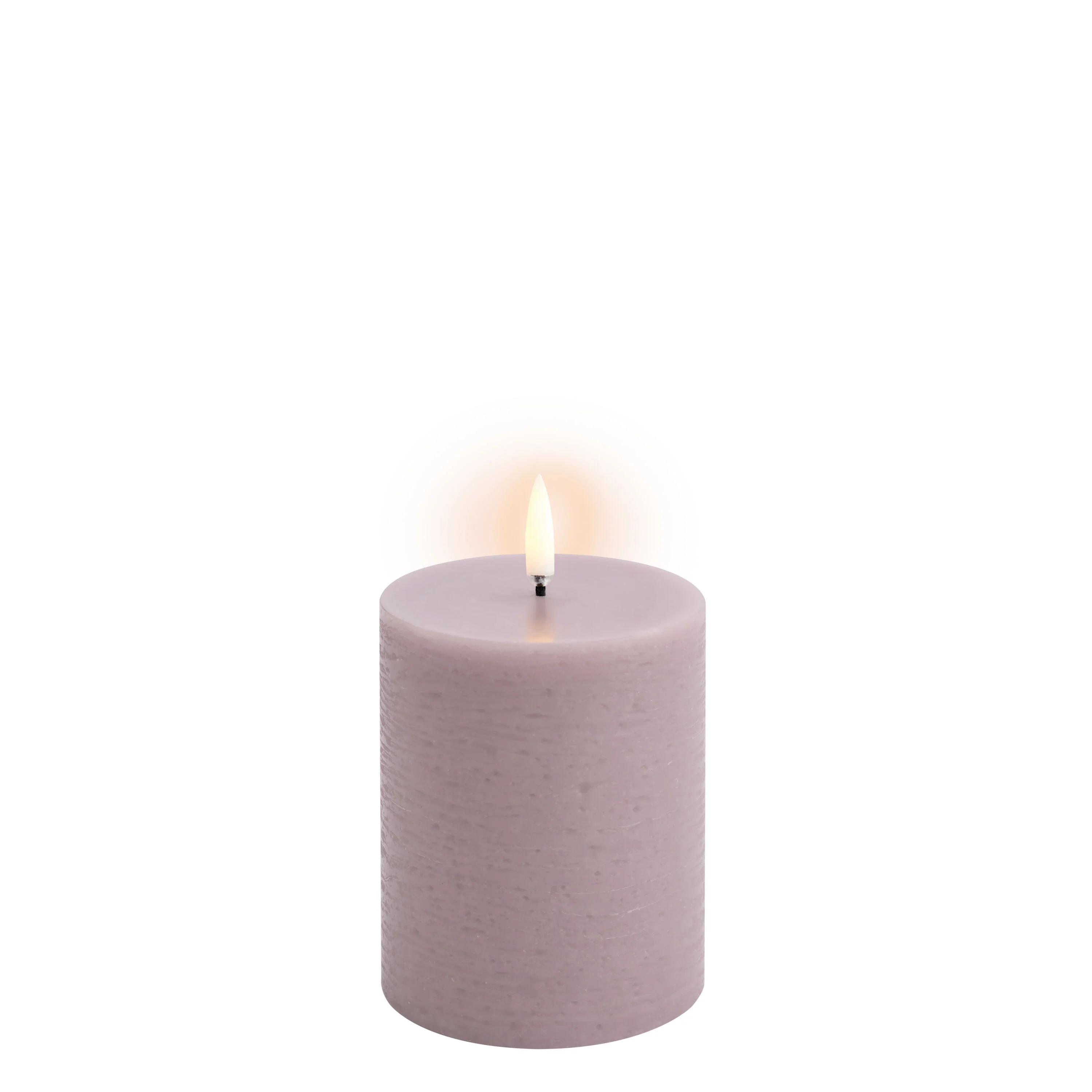 LED Rustic Pillar lys, Light Lavender - H10 cm.