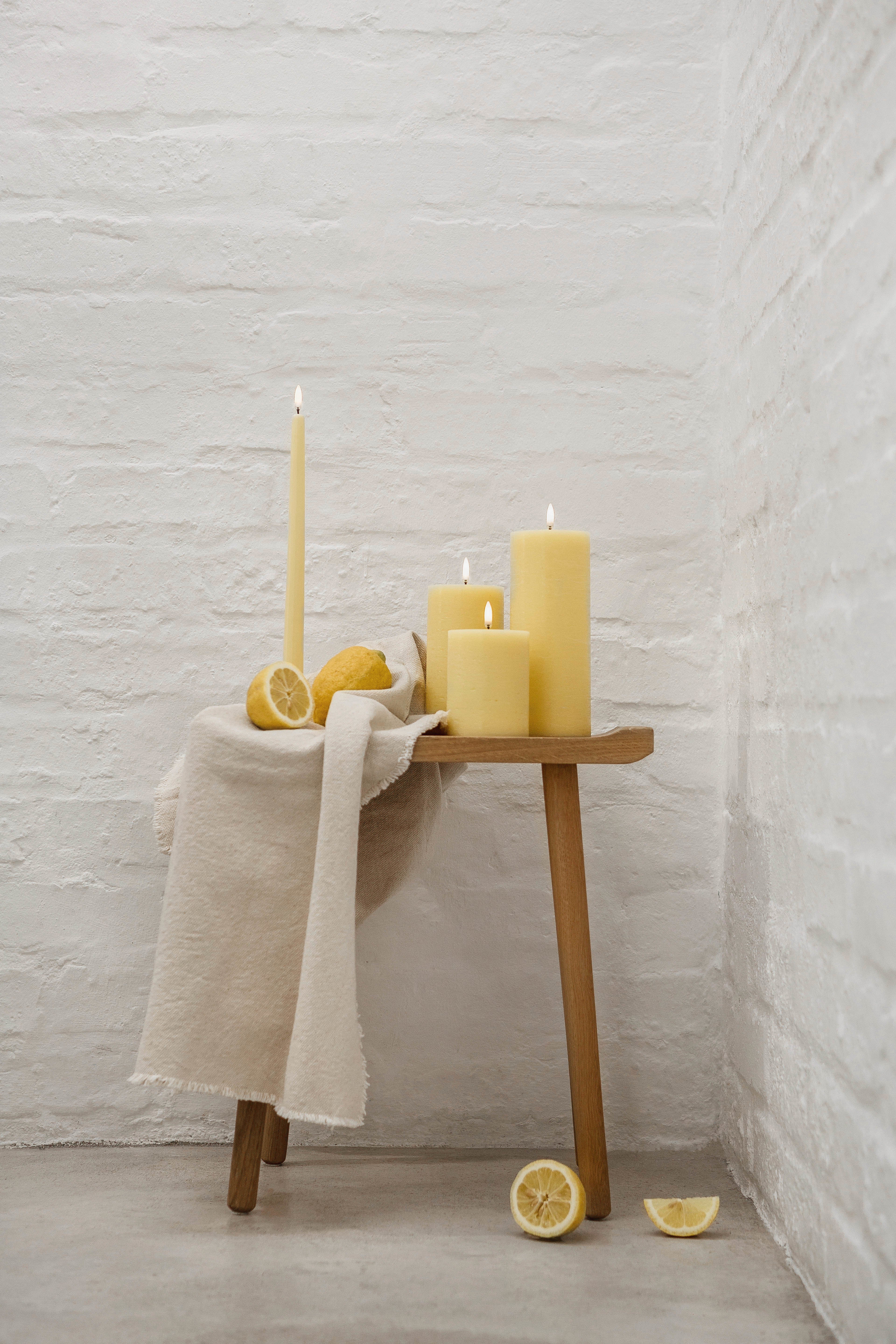 LED Rustic pillar lys, Wheat Yellow - H15 cm. - Image 3
