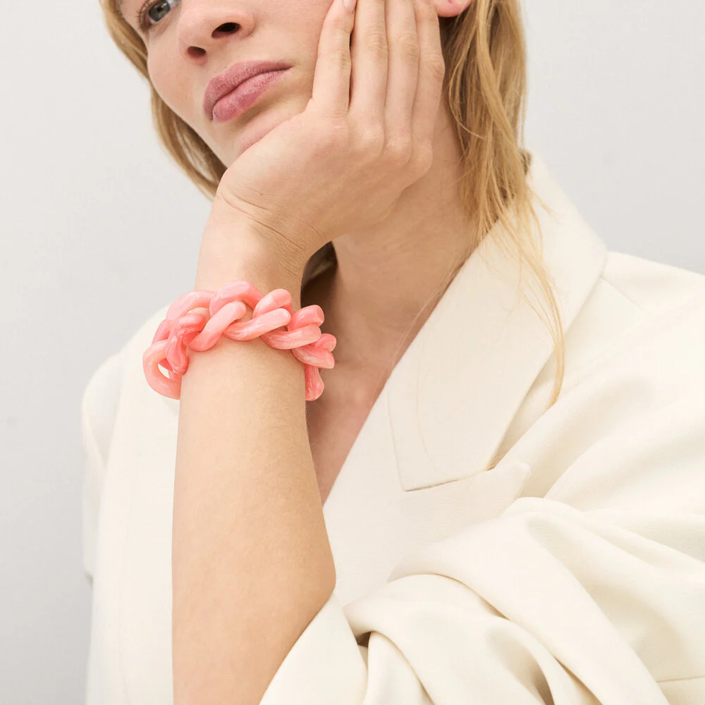 Flat Chain armbånd - peach marble - Image 2