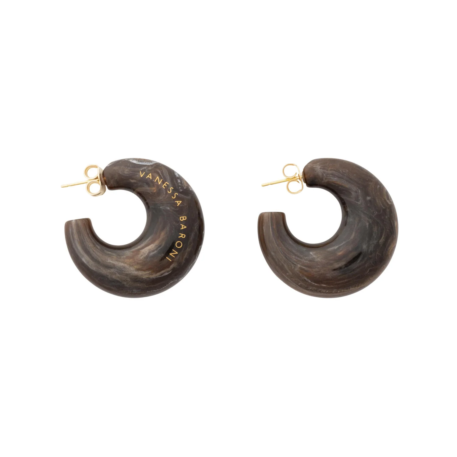 Moon øreringe - Dark Brown Marble