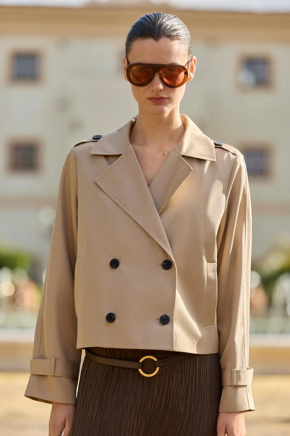 Viaddison kort trenchcoat - Savannah Tan