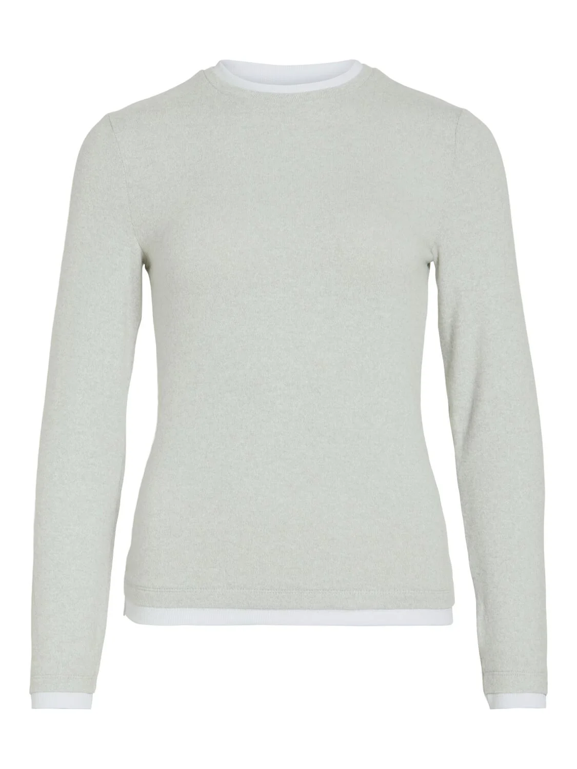 Viadi langærmet t-shirt - Light Grey Melange - Image 2