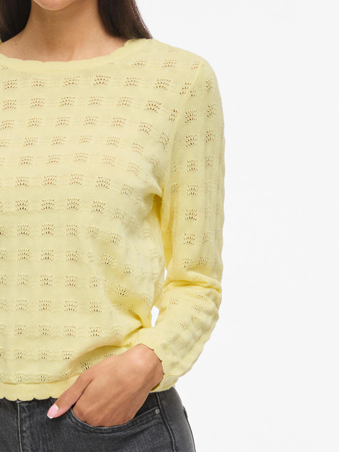 Viambelle Pointelle striktrøje - Pastel Yellow - Image 6