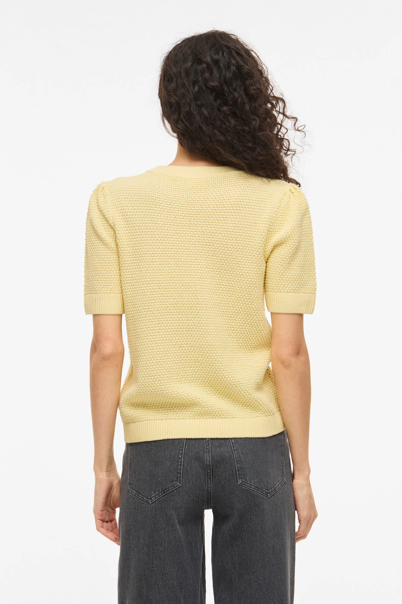 Vidalo kortærmet striktrøje - Pastel Yellow - Image 3