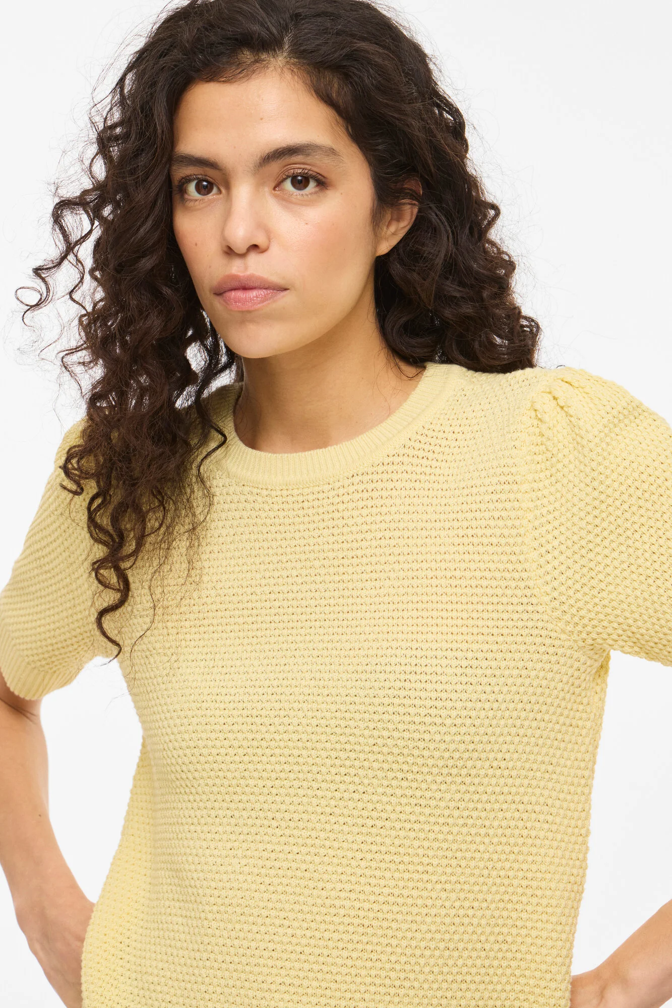 Vidalo kortærmet striktrøje - Pastel Yellow - Image 5