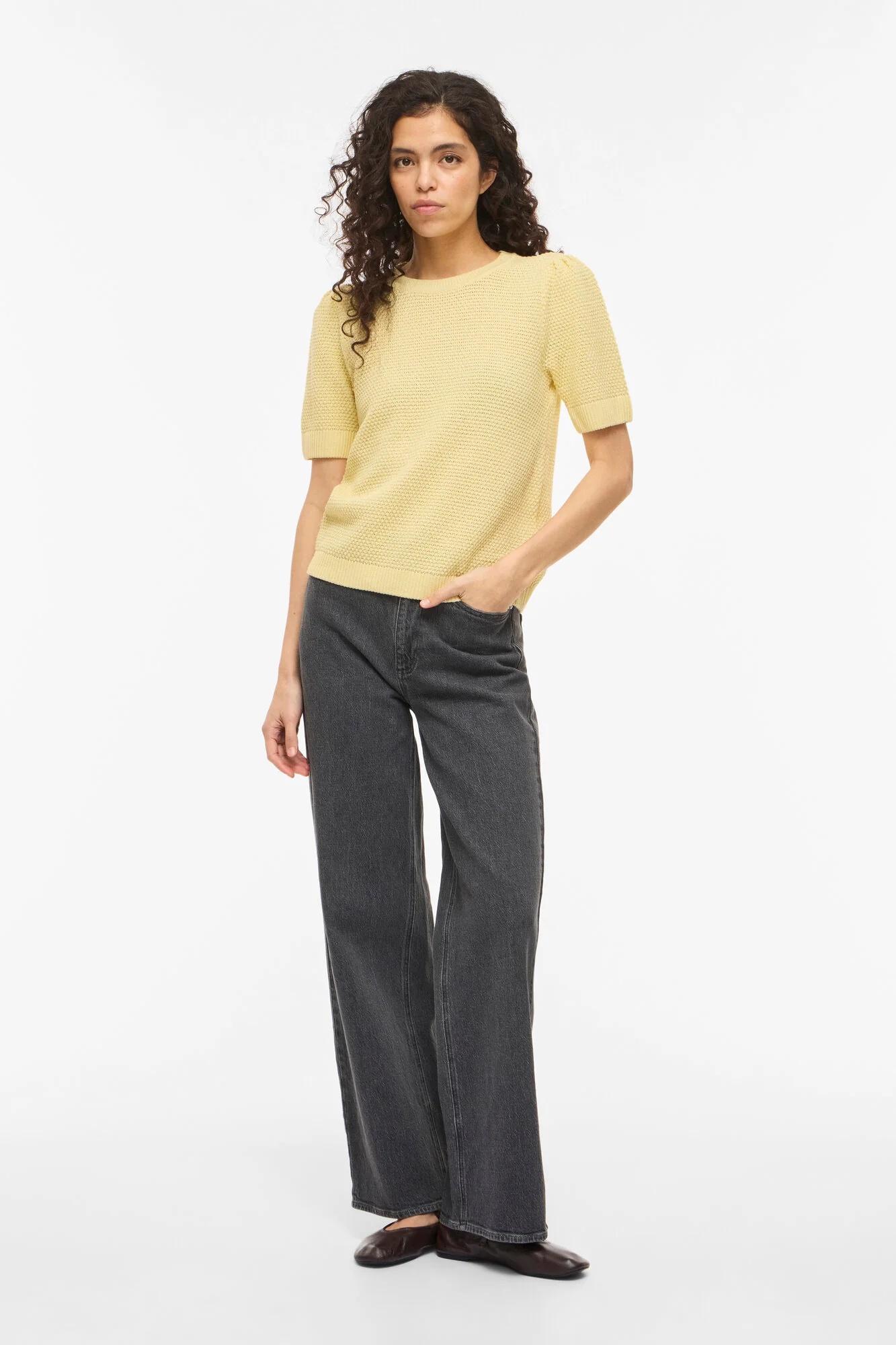 Vidalo kortærmet striktrøje - Pastel Yellow - Image 6