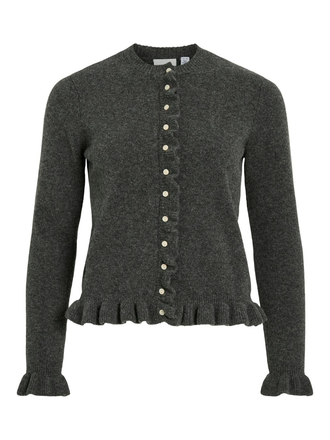 Vijacia Frill cardigan - Medium Grey Melange - Image 2