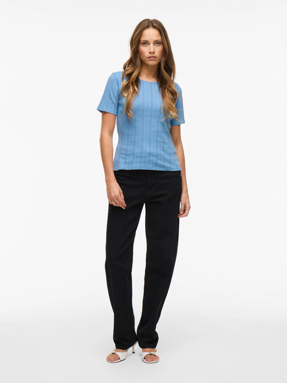 Vikassie Pointelle t-shirt - Blissful Blue - Image 3