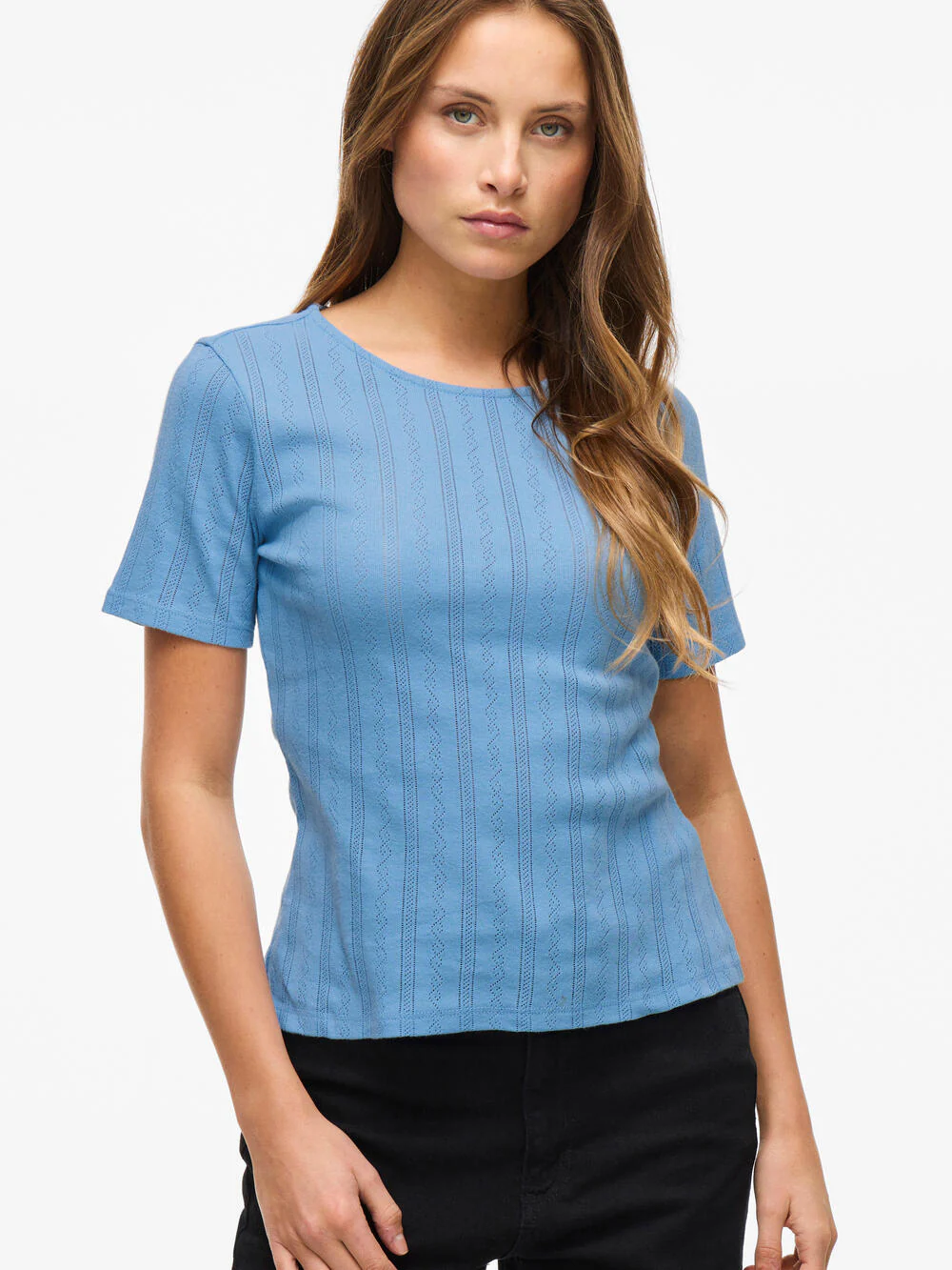 Vikassie Pointelle t-shirt - Blissful Blue - Image 4
