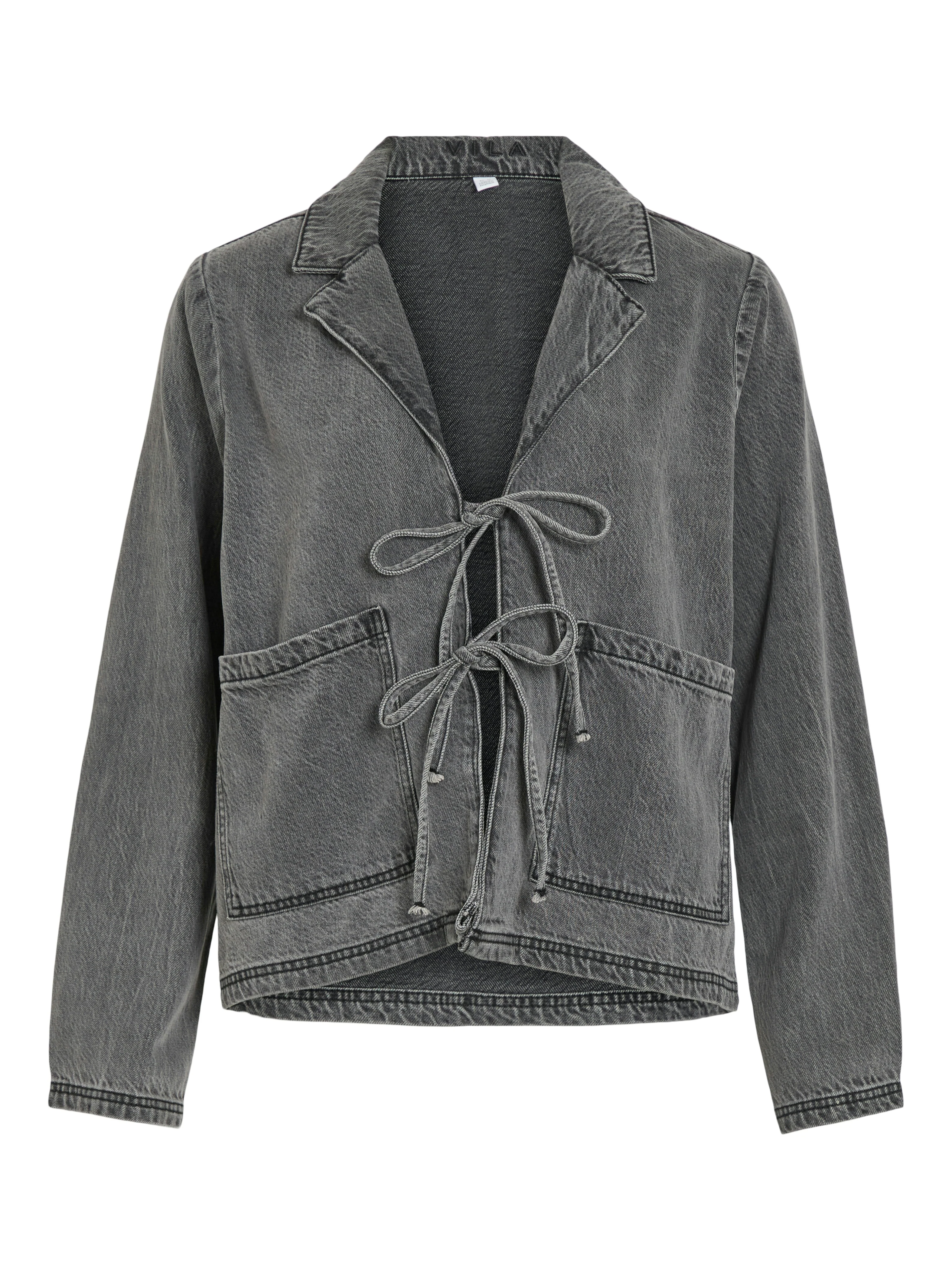 Vikiki Tie denimjakke - Dark Grey Denim - Image 2