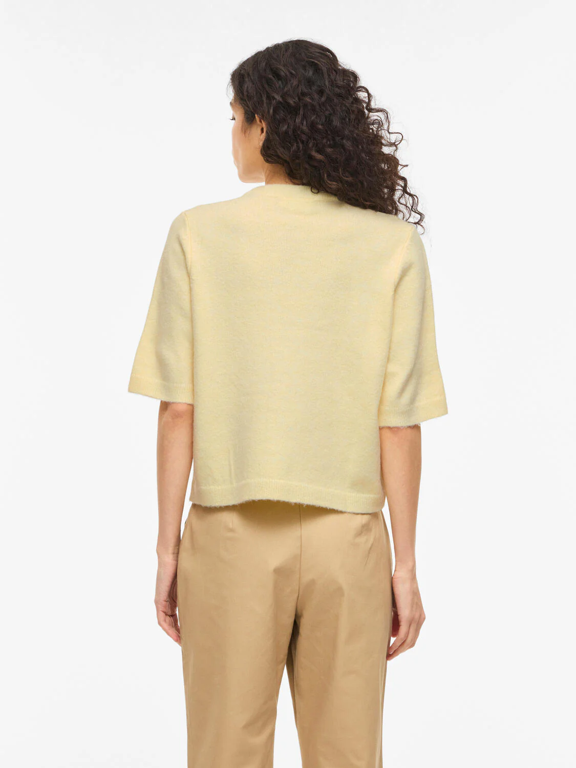 Viliga kortærmet cardigan - Pastel Yellow - Image 3