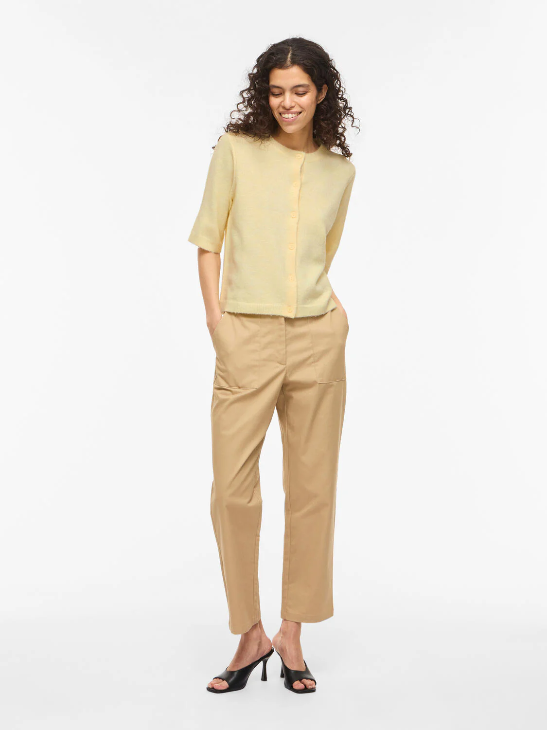 Viliga kortærmet cardigan - Pastel Yellow - Image 5