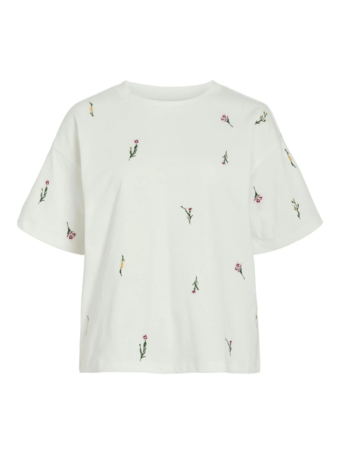 Vimonie Floral Emb t-shirt - Snow White - Image 2