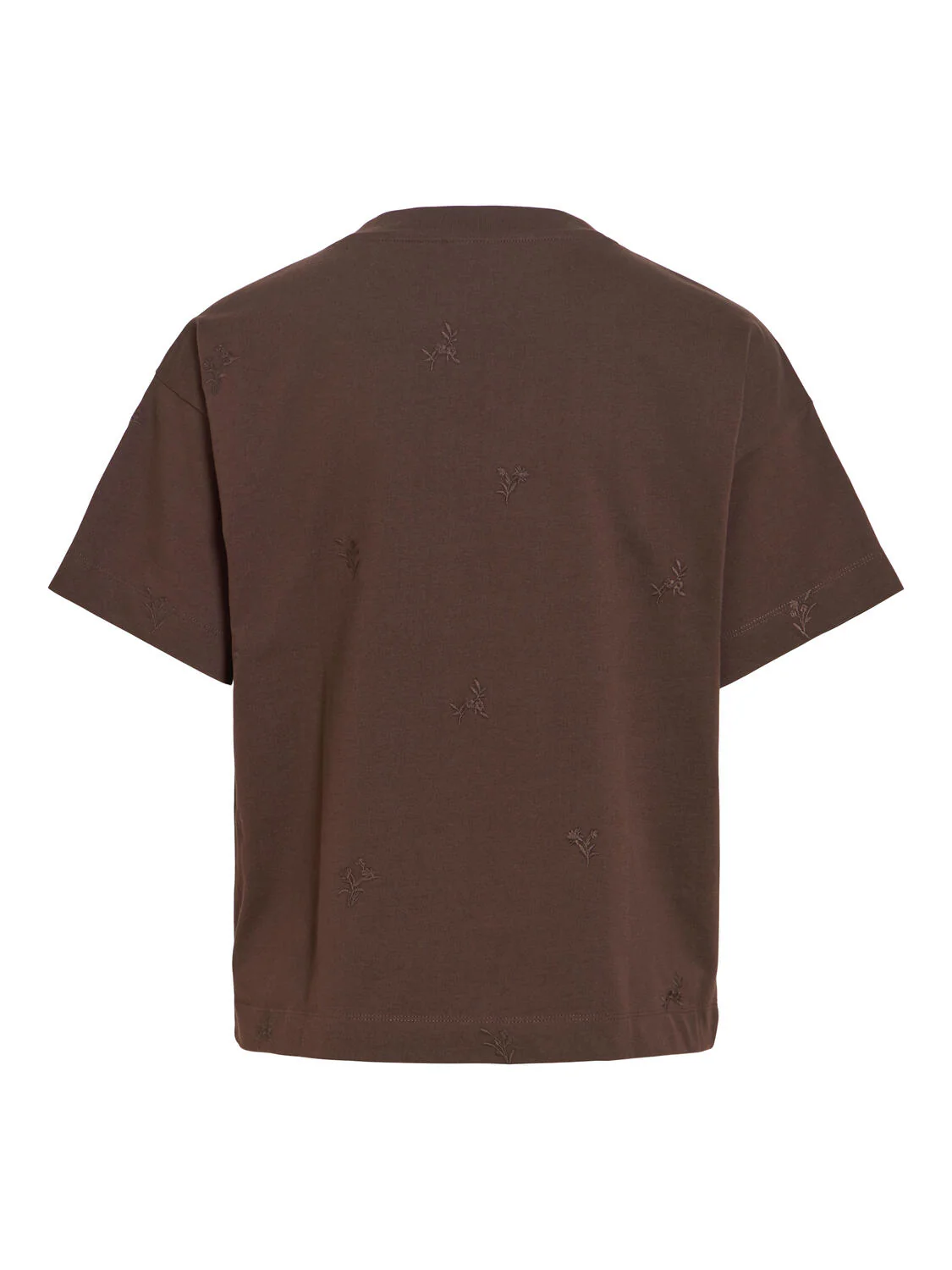 Vimonie Flower Emb t-shirt - Coffee Bean - Image 4