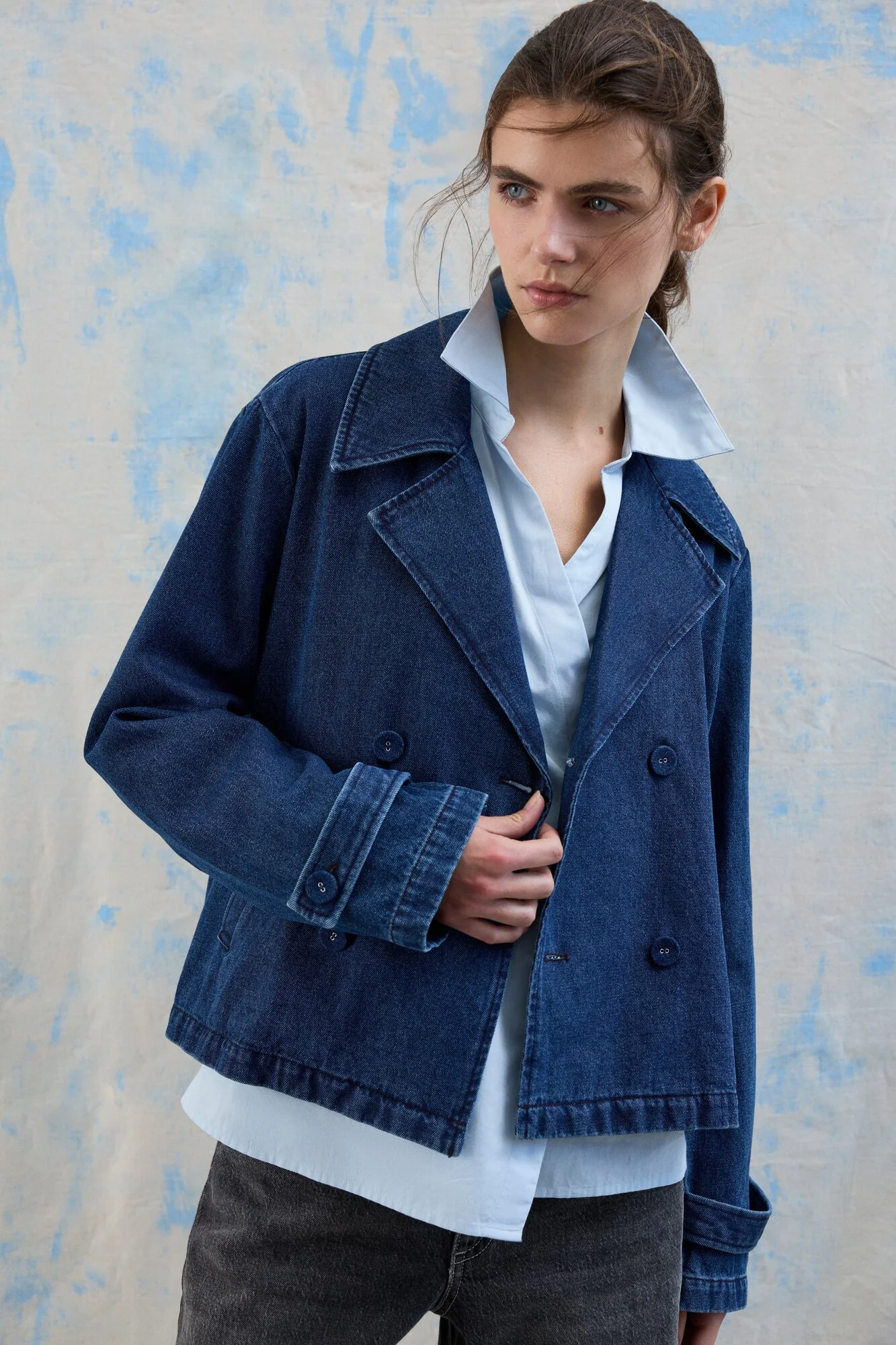 Vinata Short denimjakke - Dark Blue Denim - Image 11