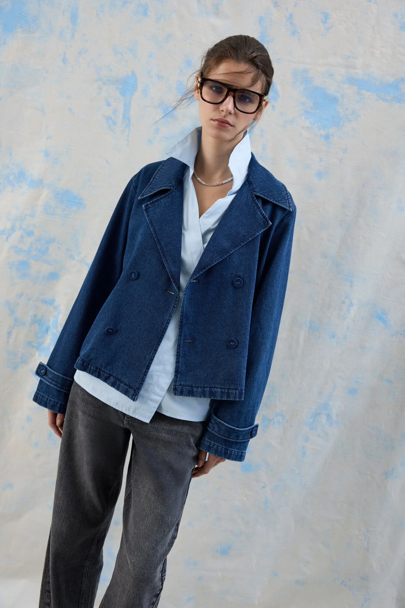 Vinata Short denimjakke - Dark Blue Denim - Image 13