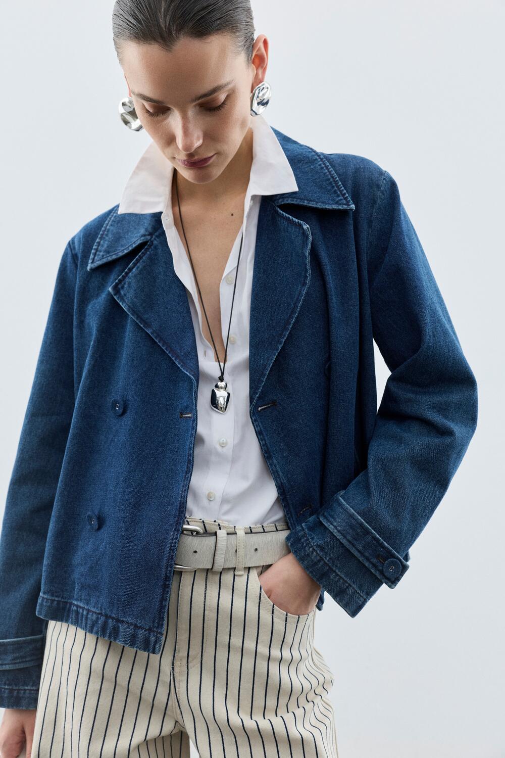 Vinata Short denimjakke - Dark Blue Denim - Image 5