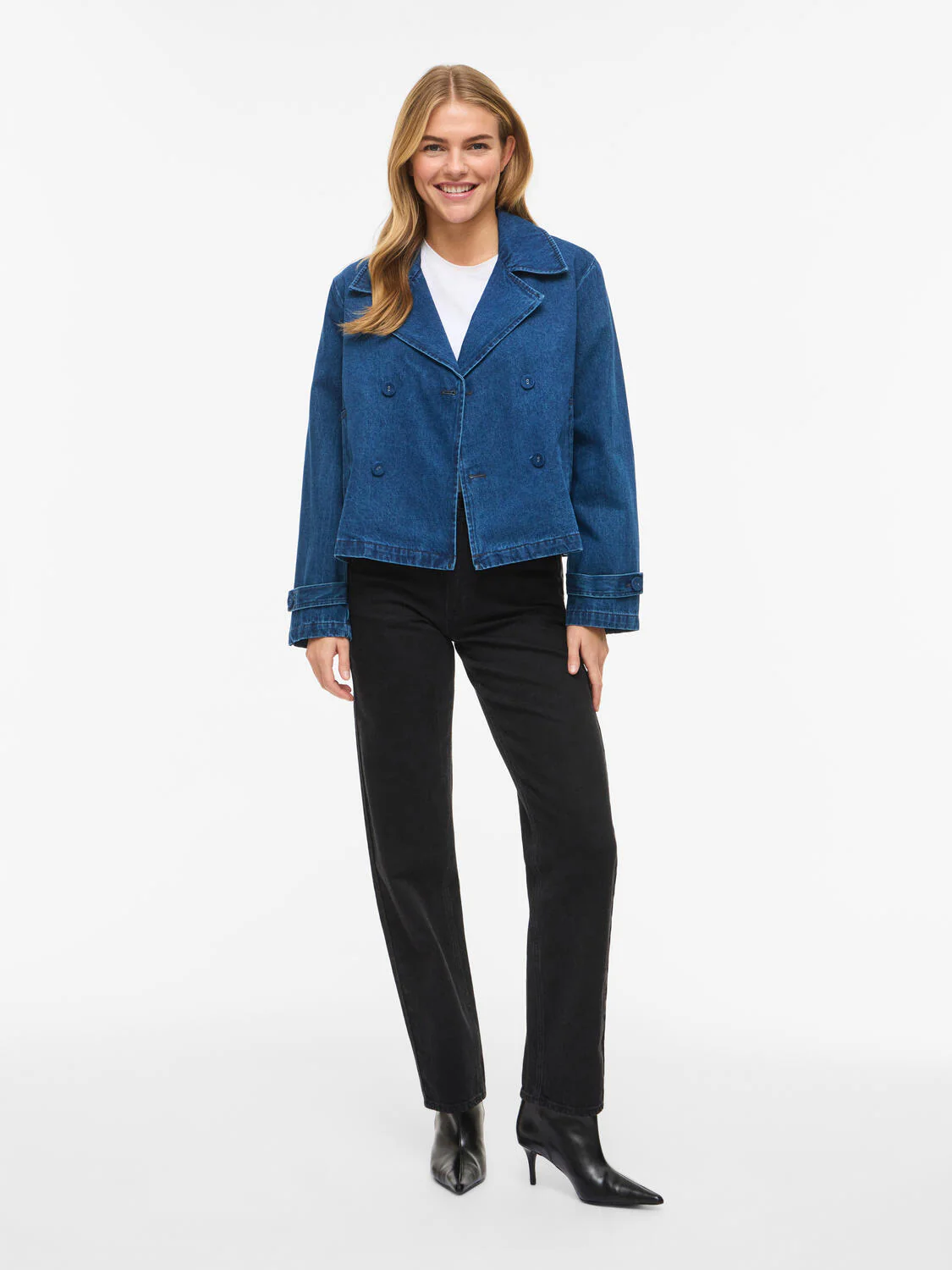 Vinata Short denimjakke - Dark Blue Denim - Image 7
