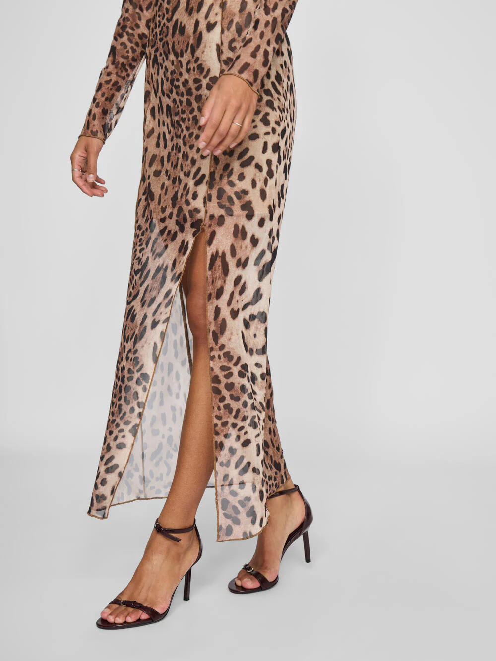 Vininna L/S Mesh midi kjole - sort - Image 6