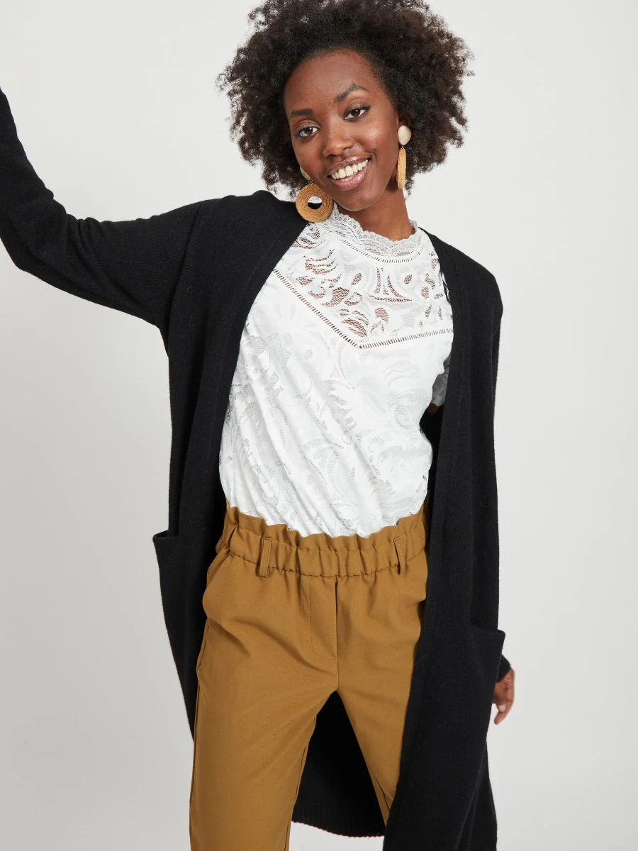 Viril lang strikket cardigan - sort - Image 3