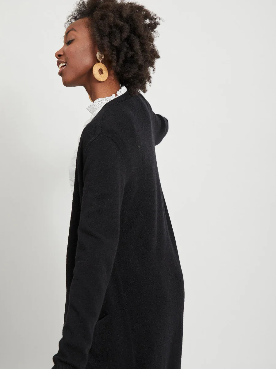 Viril lang strikket cardigan - sort - Image 7