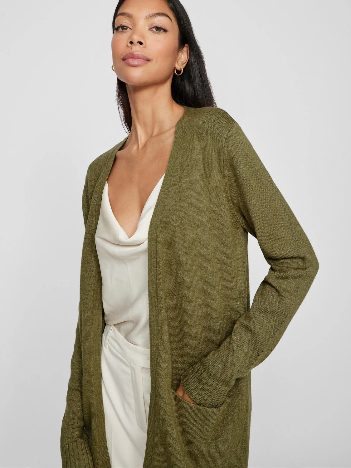 Viril Open Knit cardigan - Capulet Olive - Image 3