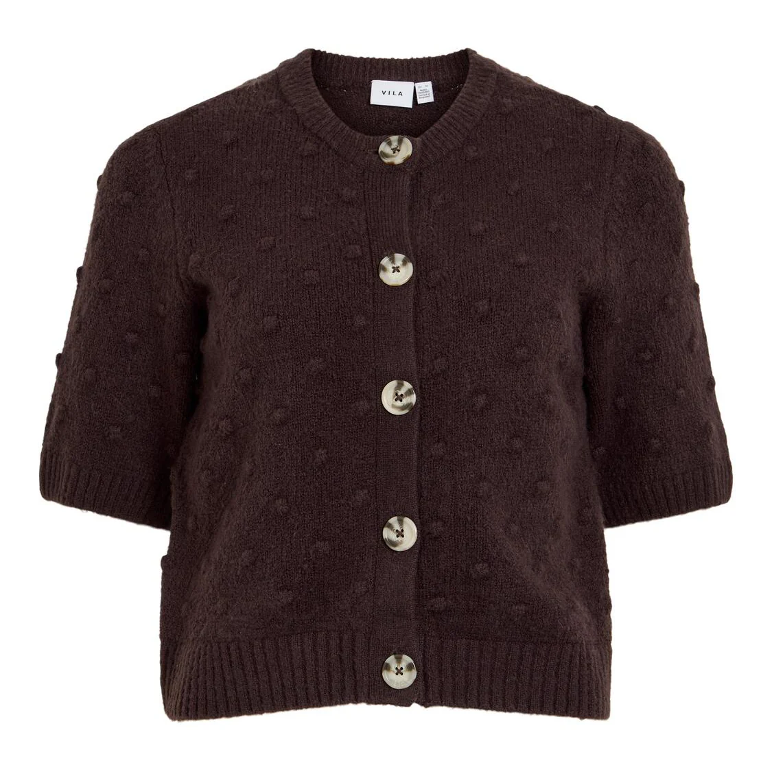 Visofie kortærmet cardigan - Coffee Bean