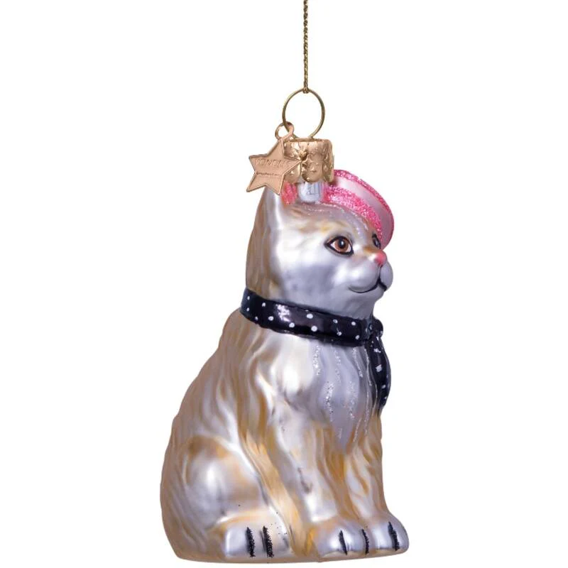 Kat m. barret og tørklæde juleophæng - H8,5 cm. - Image 5