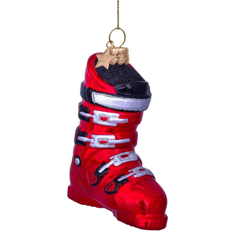 Rød skisko juleophæng - H9,5 cm.
