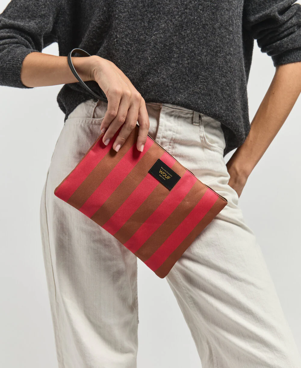 Pat clutch, XL - Pink/Brown